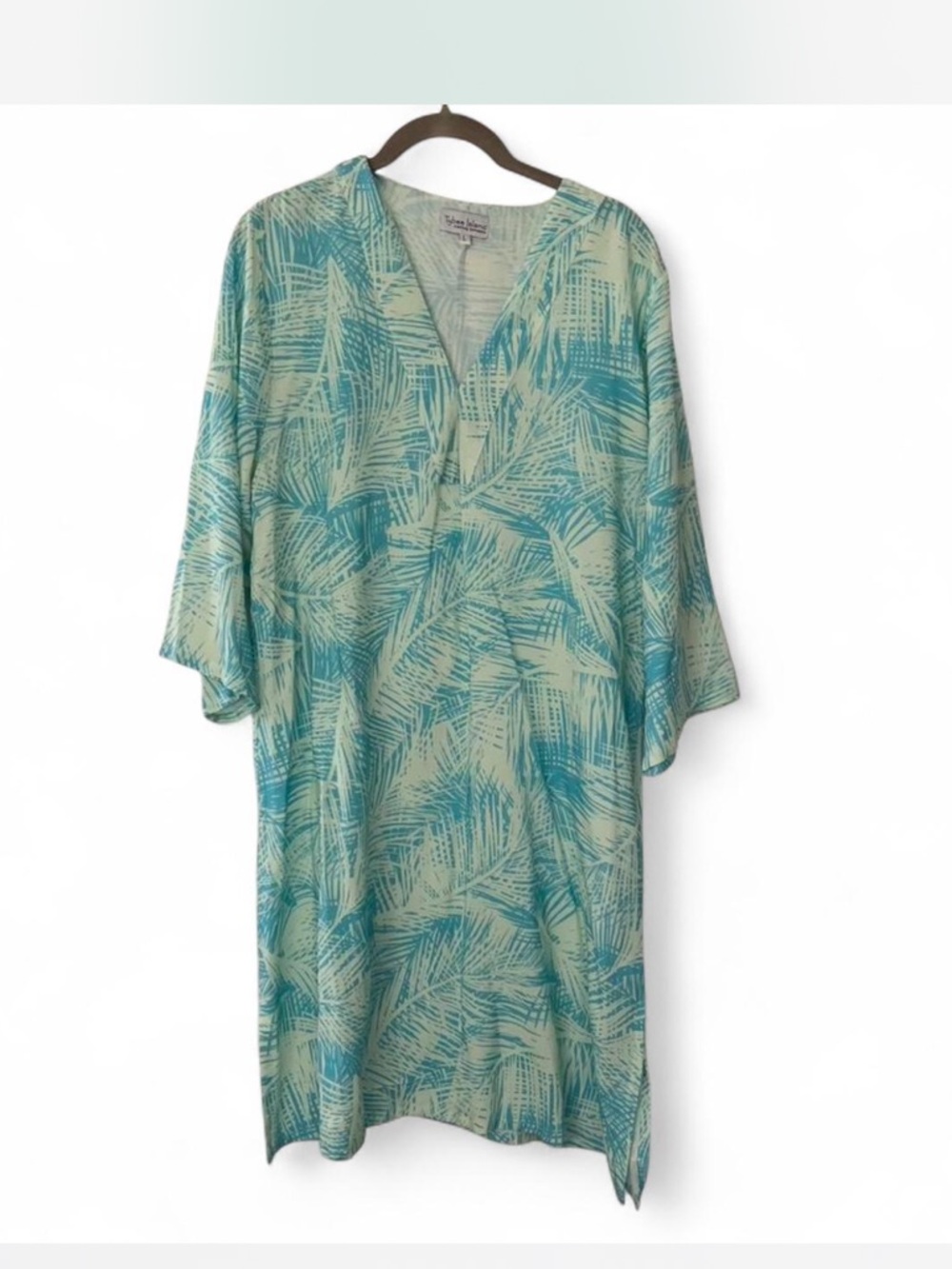 Coastal Grandma Lightweight Palm Print Tunic Dress or Coverup size L